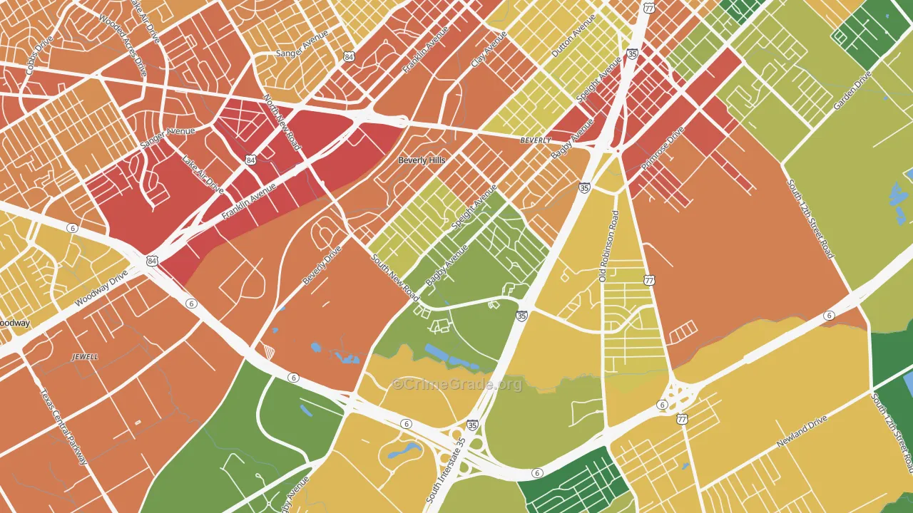 Kendrick, Waco, TX Map of Theft Rates