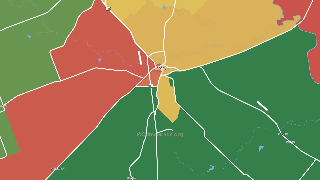 Kenedy, TX Map of Theft Rates