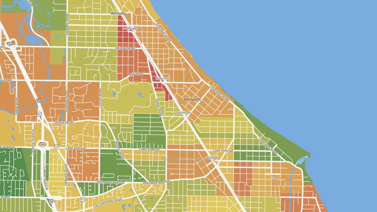 Kenilworth, IL Map of Theft Rates