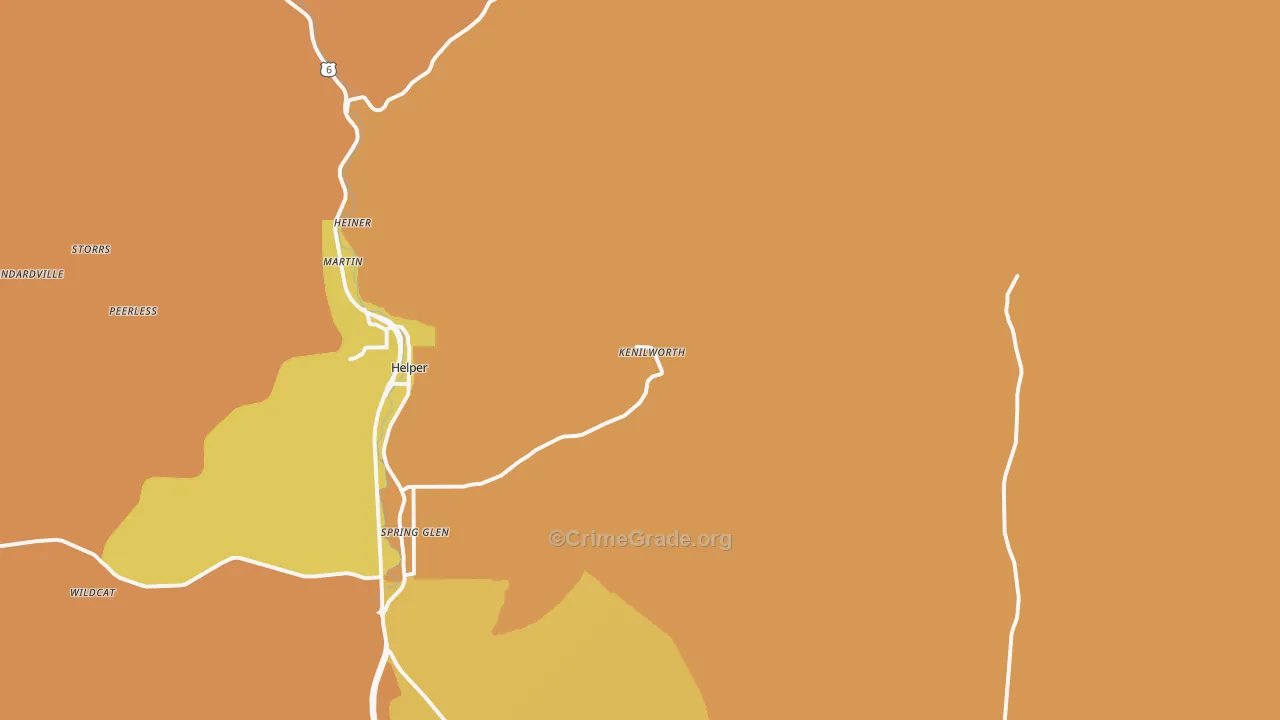Kenilworth, UT Map of Theft Rates