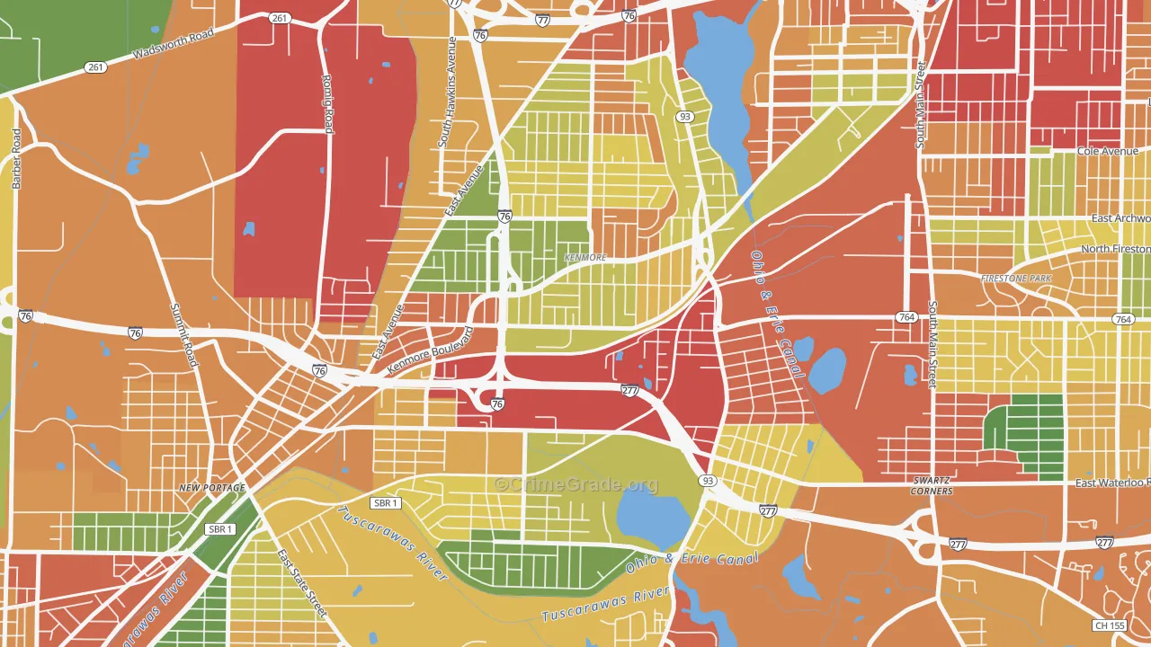 Kenmore, Akron, OH Map of Theft Rates