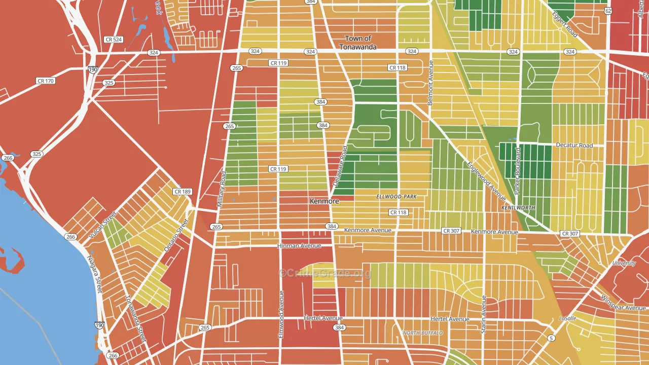 Kenmore, NY Map of Theft Rates