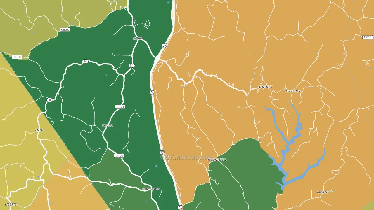Kenna, WV Map of Theft Rates