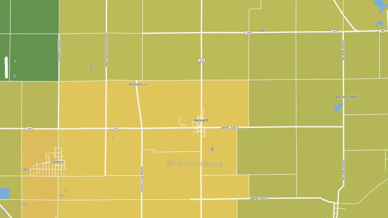 Kennard, IN Map of Theft Rates