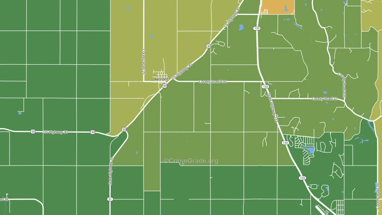 Kennard, NE Map of Theft Rates