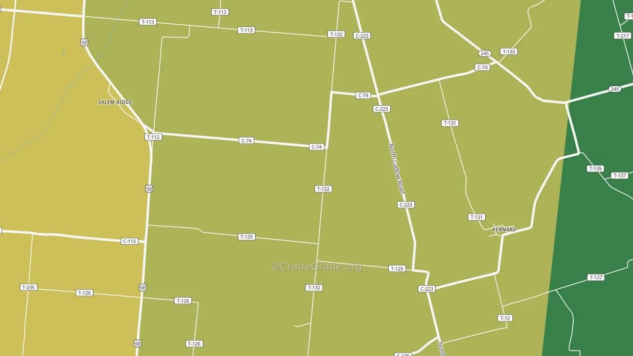 Kennard, OH Map of Theft Rates