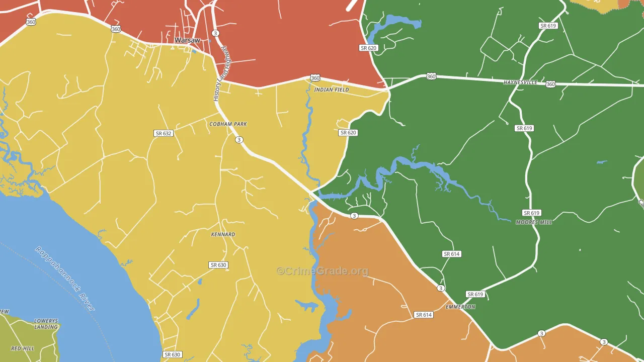 Kennard, VA Map of Theft Rates