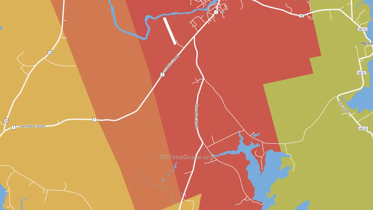 Kennebec, ME Map of Theft Rates