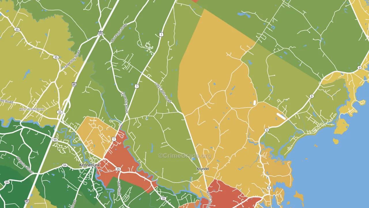 Kennebunkport, ME Map of Theft Rates