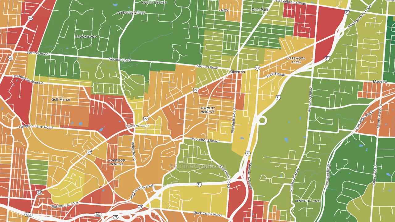 Kennedy Heights, Cincinnati, OH Map of Theft Rates