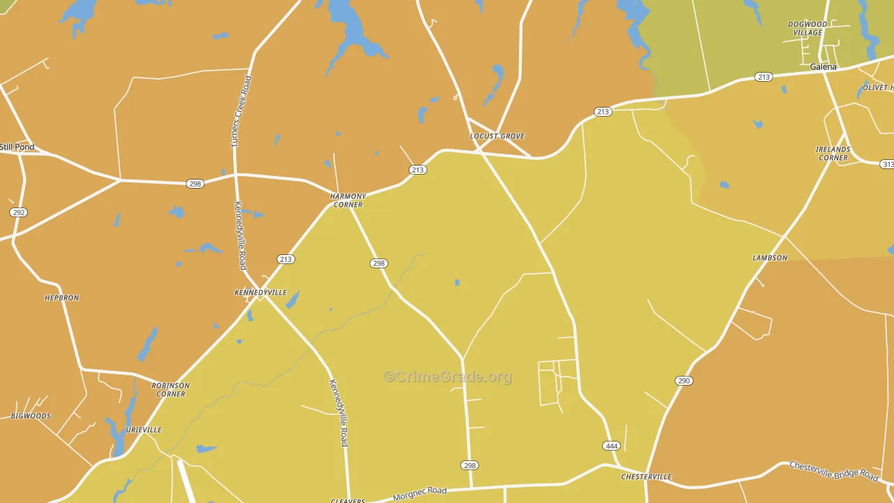 Kennedyville, MD Map of Theft Rates