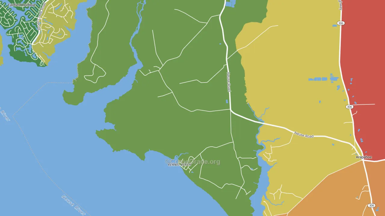 Kennel Beach, NC Map of Theft Rates