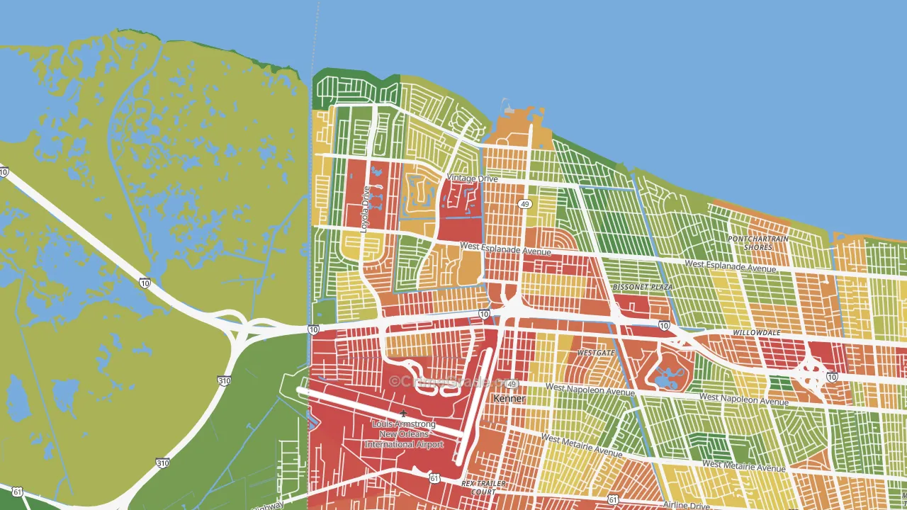 Kenner, LA Map of Theft Rates