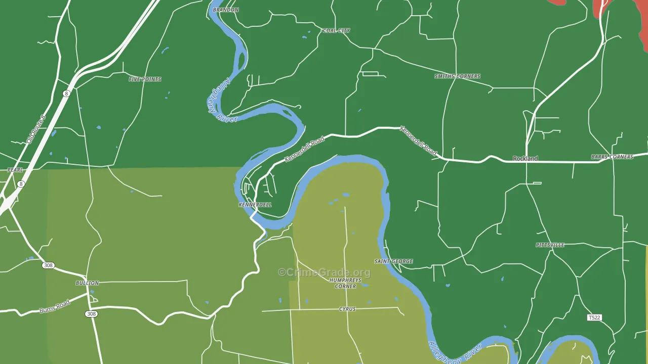 Kennerdell, PA Map of Theft Rates