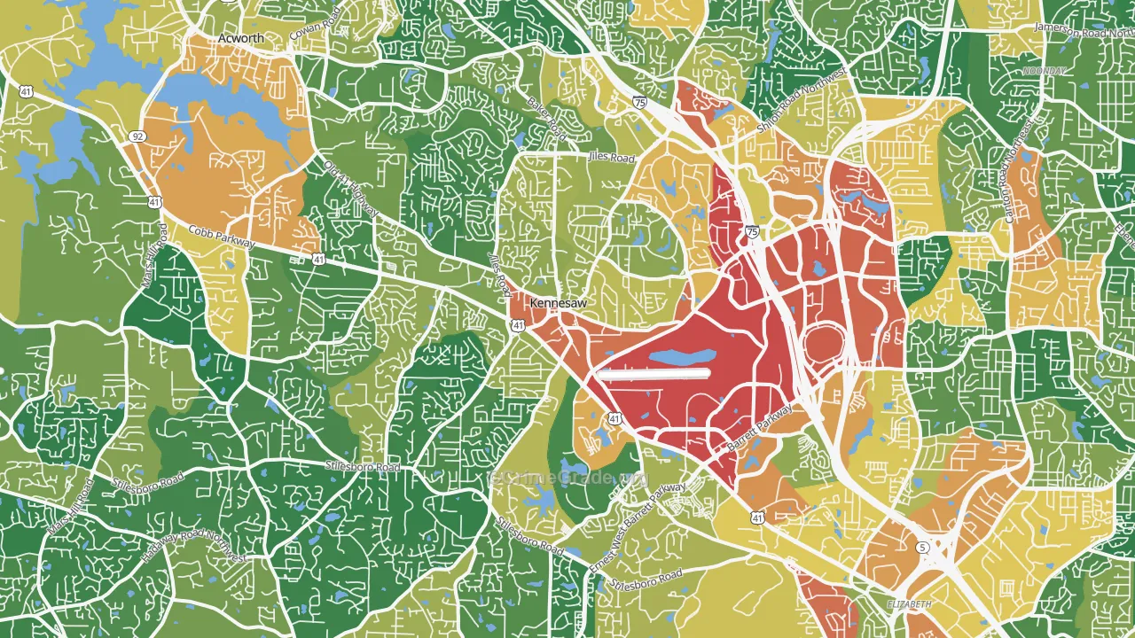 Kennesaw, GA Map of Theft Rates