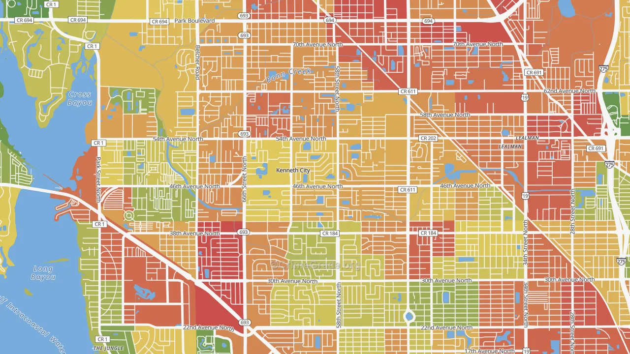 Kenneth City, FL Map of Theft Rates
