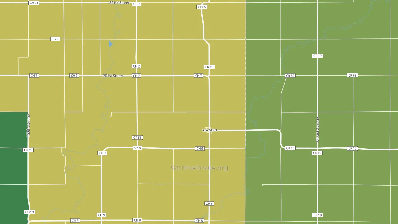 Kenneth, MN Map of Theft Rates