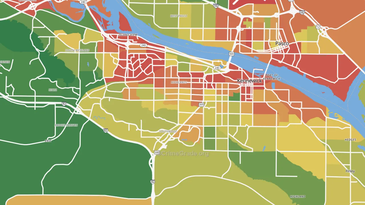 Kennewick, WA Map of Theft Rates