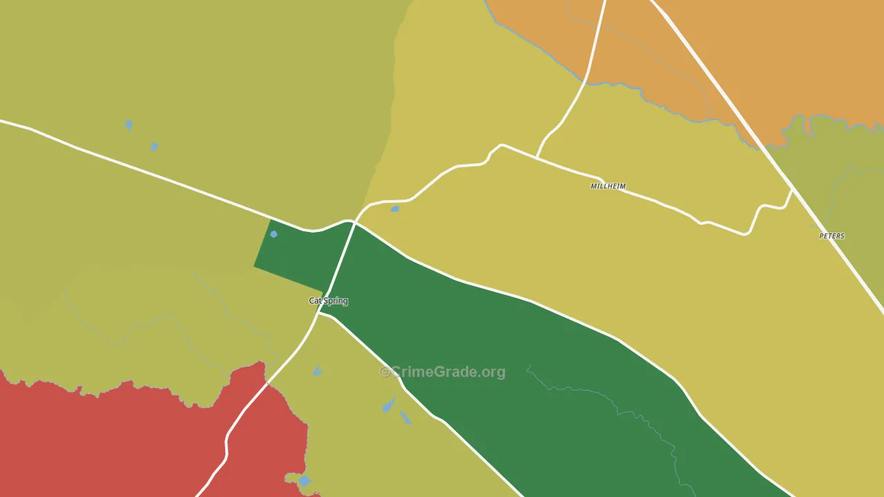 Kenney, TX Map of Theft Rates