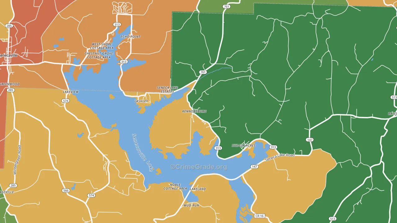 Kennonsburg, OH Map of Theft Rates