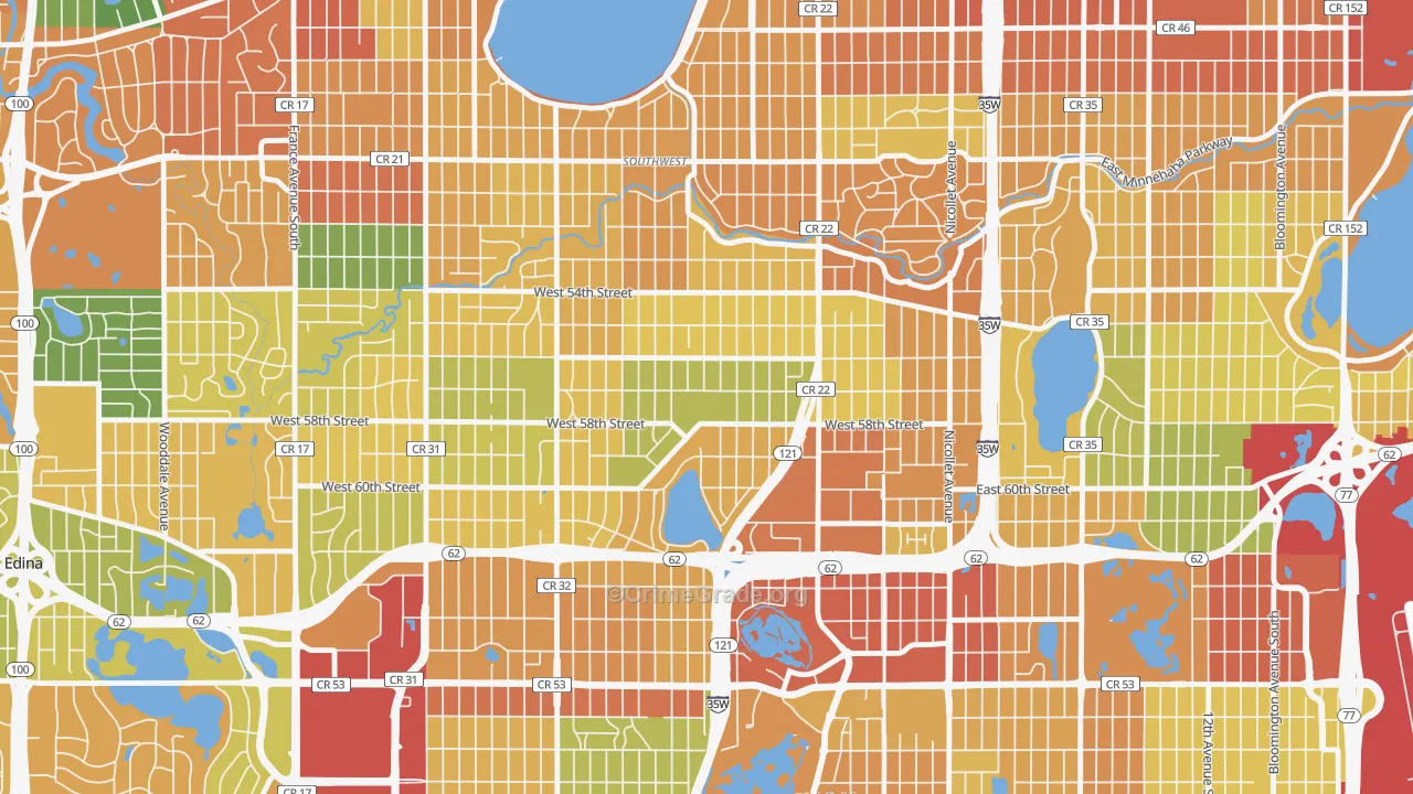 Kenny, Minneapolis, MN Map of Theft Rates