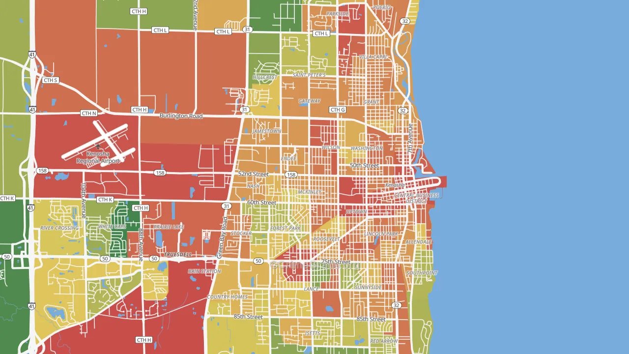 Kenosha, WI Map of Theft Rates