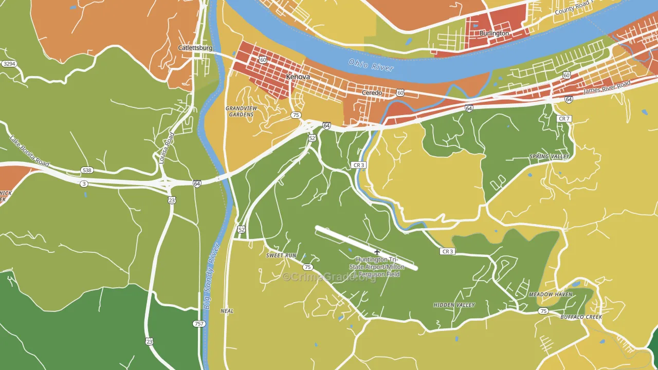 Kenova, WV Map of Theft Rates