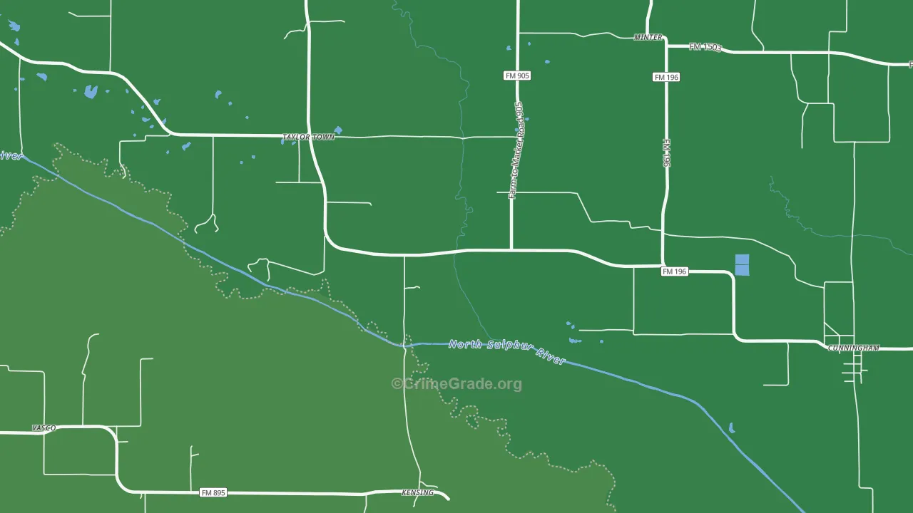 Kensing, TX Map of Theft Rates