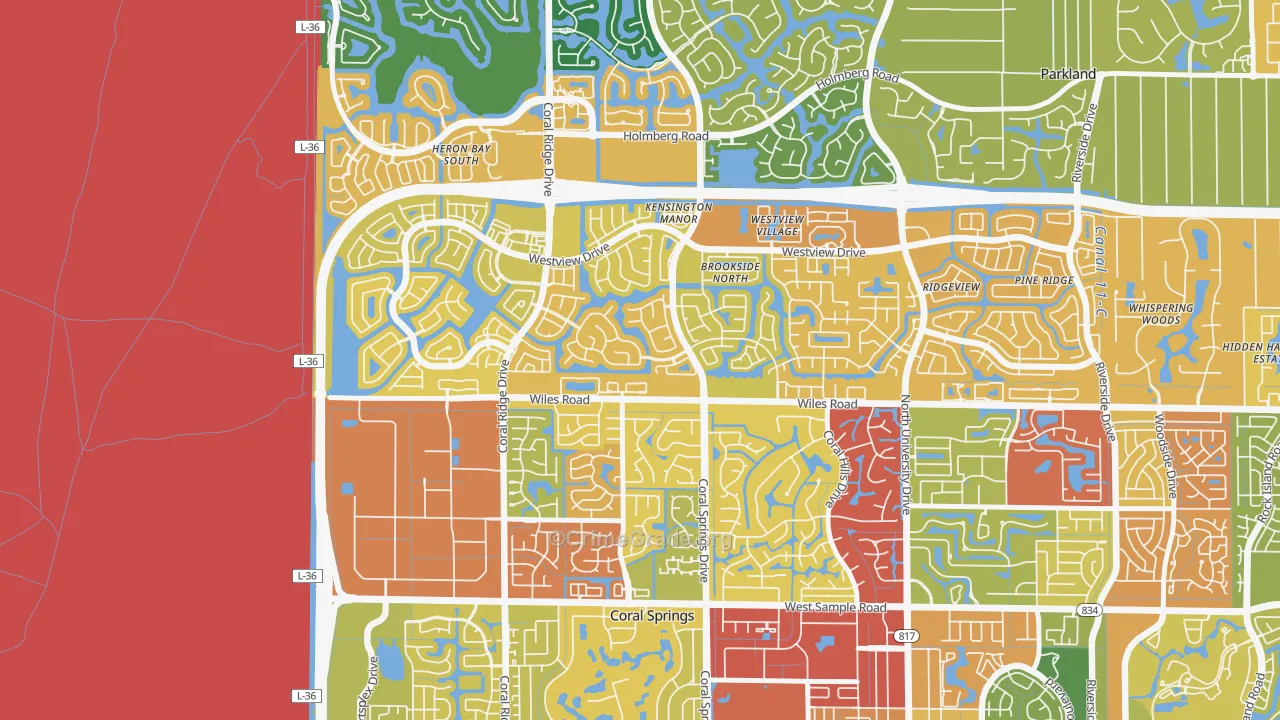 Kensington, Coral Springs, FL Map of Theft Rates