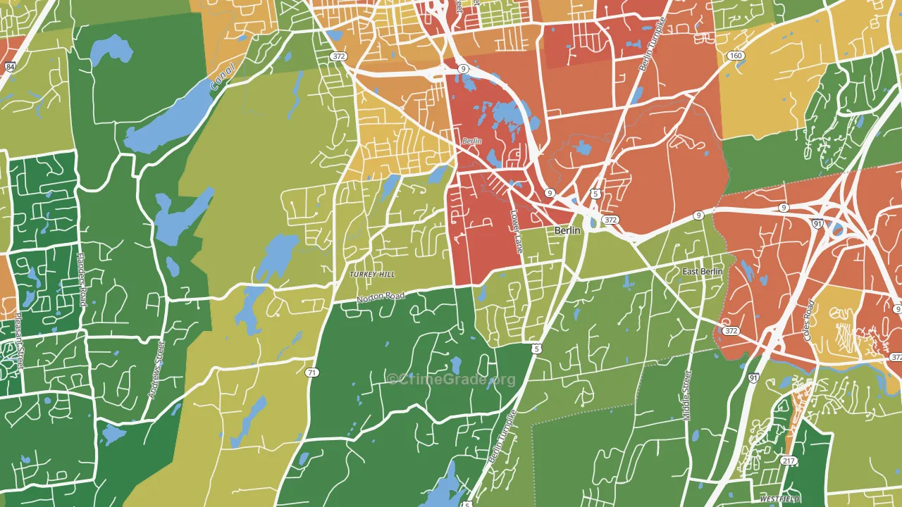 Kensington, CT Map of Theft Rates