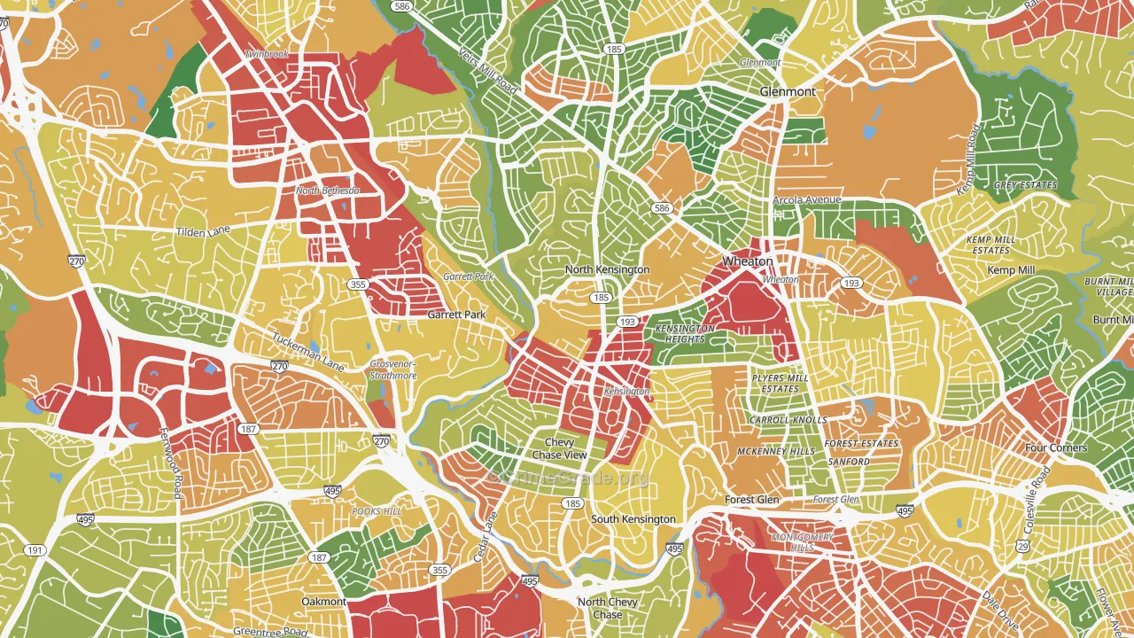 Kensington, MD Map of Theft Rates