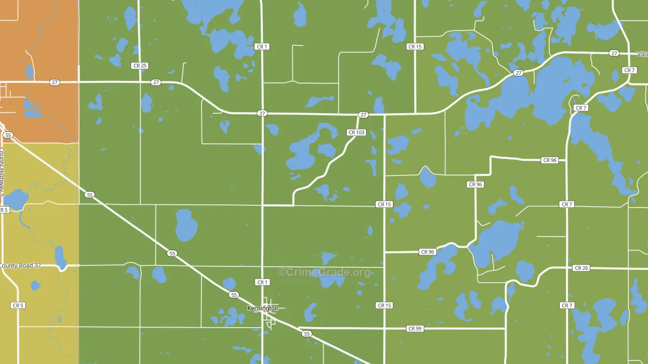 Kensington, MN Map of Theft Rates