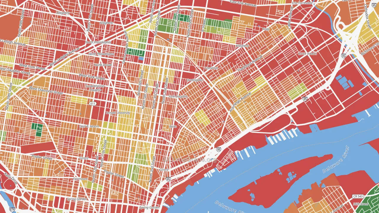 Kensington, Philadelphia, PA Map of Theft Rates