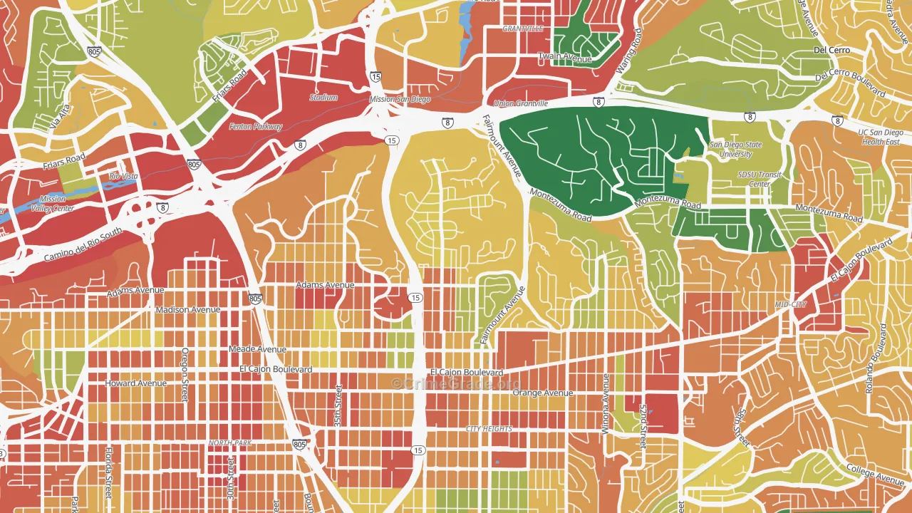Kensington, San Diego, CA Map of Theft Rates