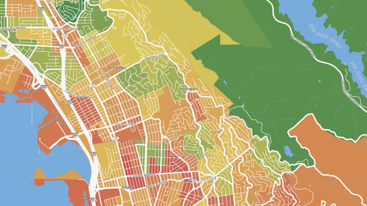 Kensington-San Francisco, Berkeley, CA Map of Theft Rates