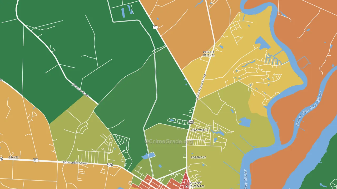 Kensington, SC Map of Theft Rates
