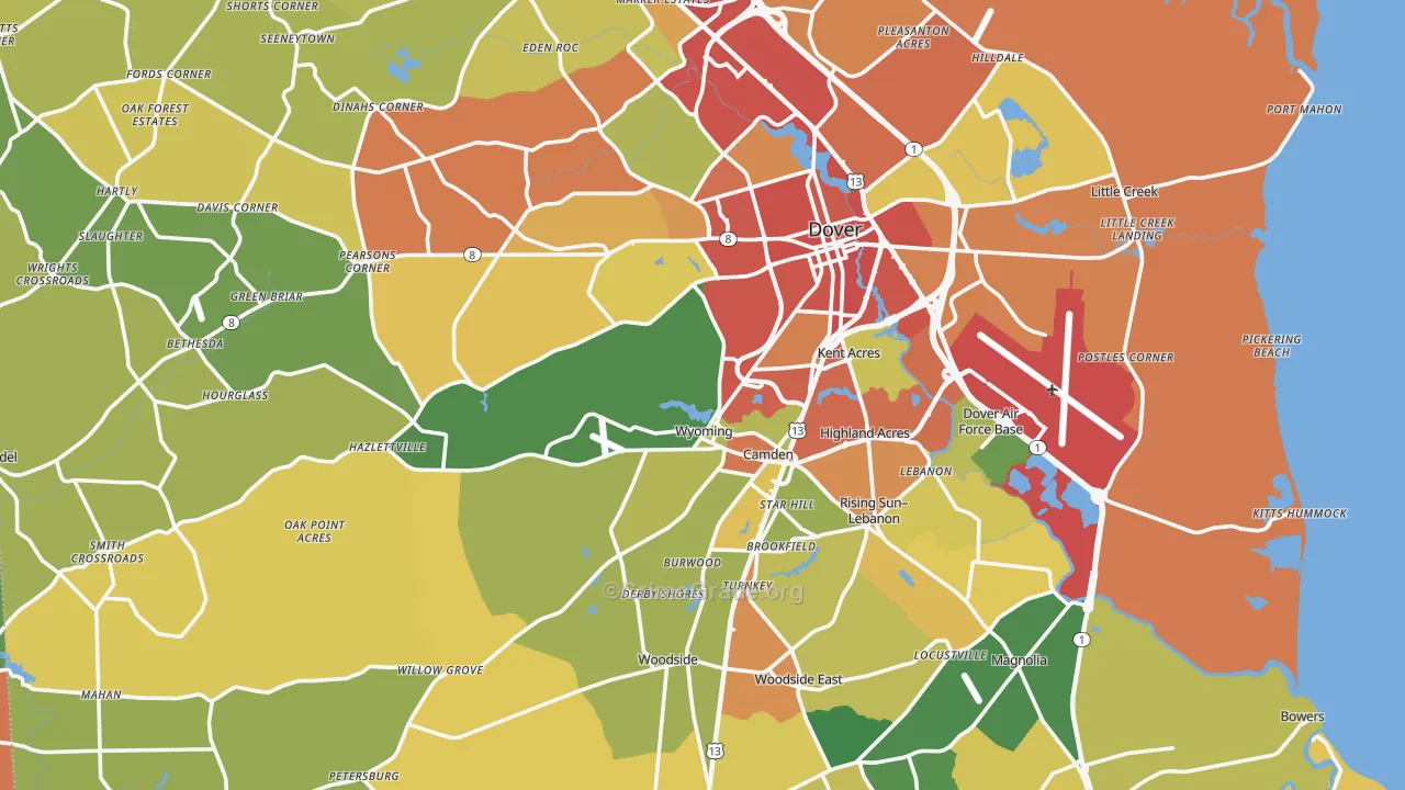 Kent County, DE Map of Theft Rates