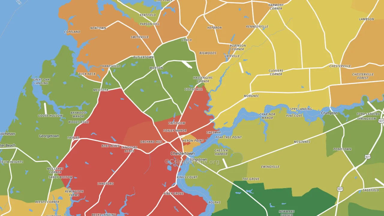Kent County, MD Map of Theft Rates