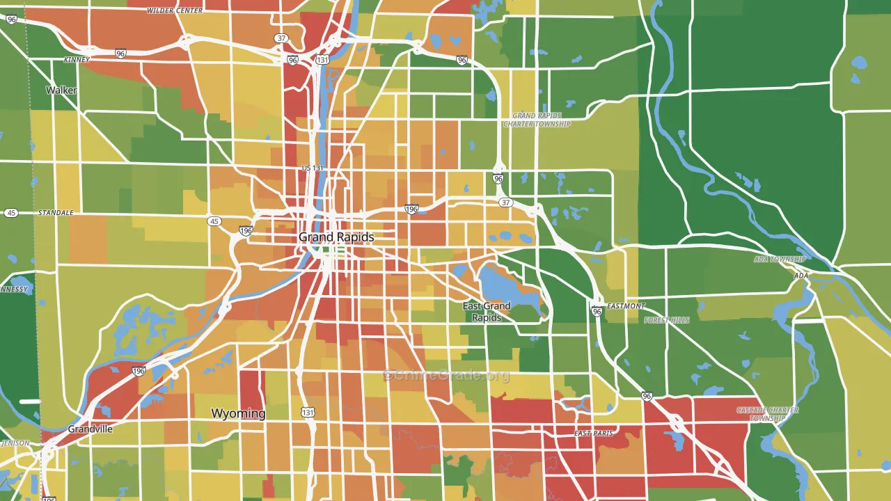 Kent County, MI Map of Theft Rates