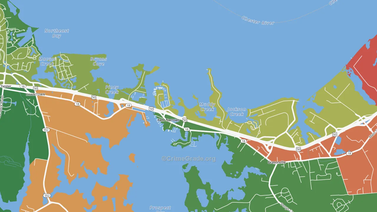 Kent Narrows, MD Map of Theft Rates