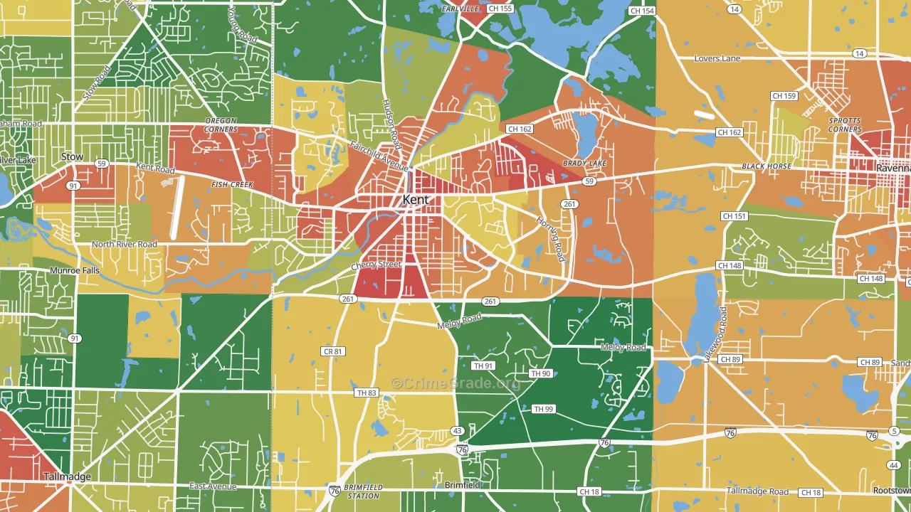 Kent, OH Map of Theft Rates