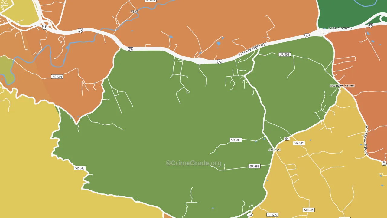 Kent, VA Map of Theft Rates