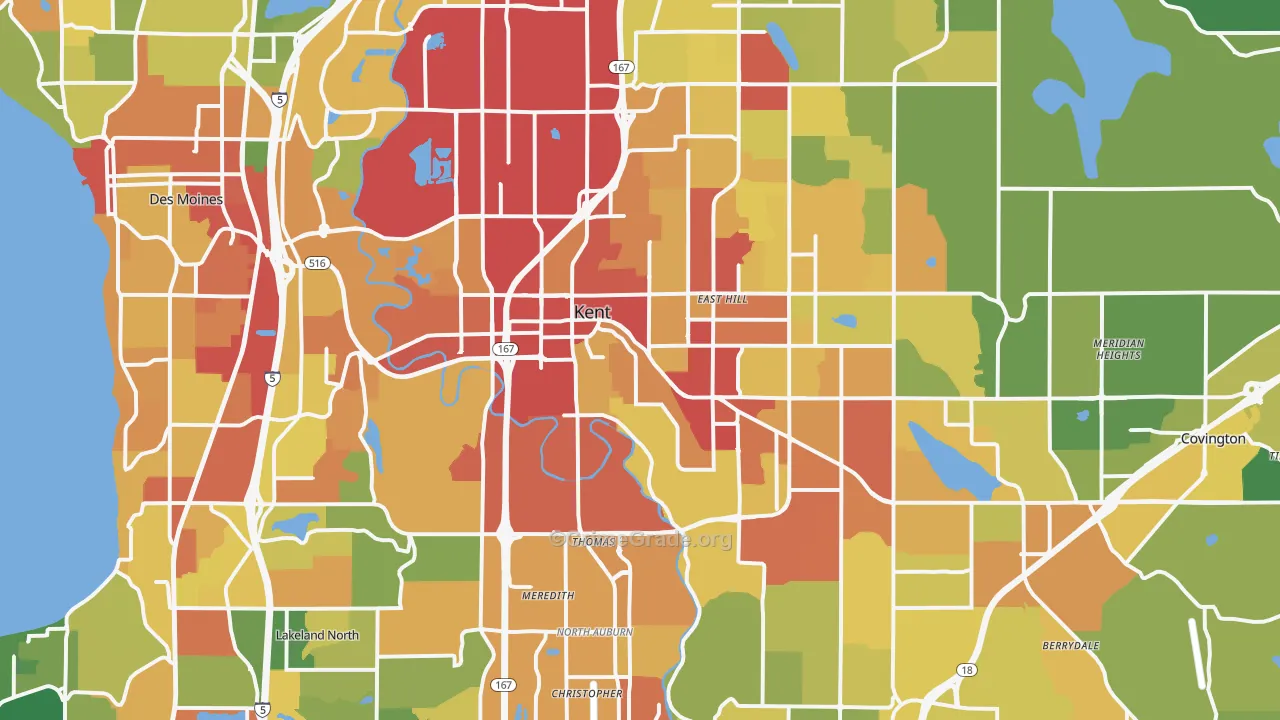 Kent, WA Map of Theft Rates