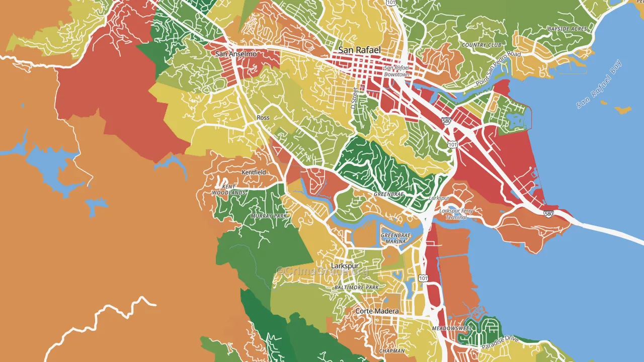 Kentfield, CA Map of Theft Rates