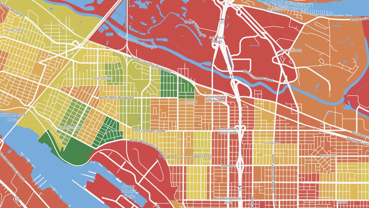 Kenton, Portland, OR Map of Theft Rates