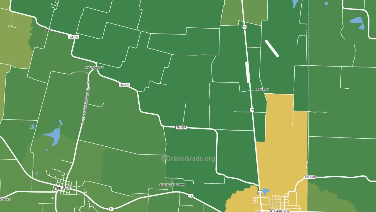 Kentuckytown, TX Map of Theft Rates