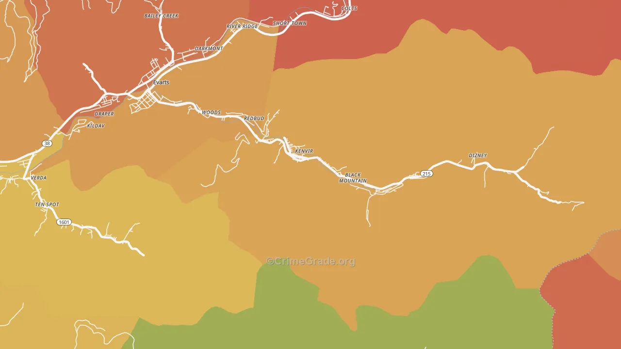 Kenvir, KY Map of Theft Rates