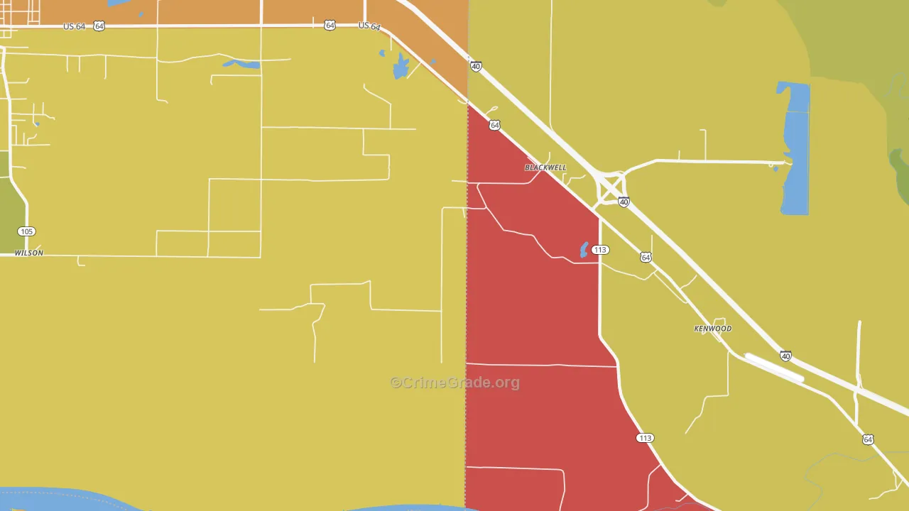Kenwood, AR Map of Theft Rates
