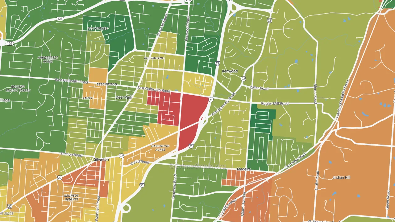 Kenwood, Cincinnati, OH Map of Theft Rates