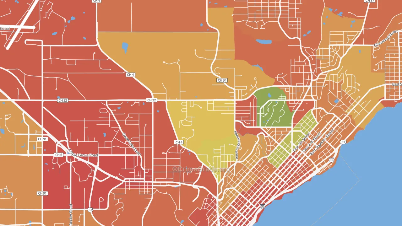 Kenwood-Duluth, Duluth, MN Map of Theft Rates